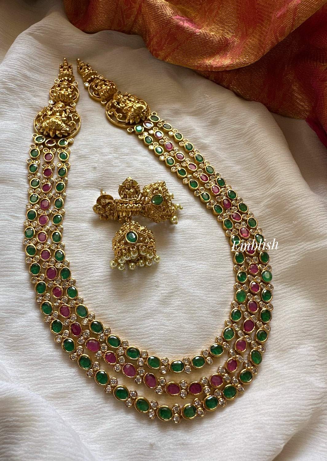 Kemp Triple layer Lakshmi motif neckpiece Kemp Triple layer Lakshmi motif neckpiece